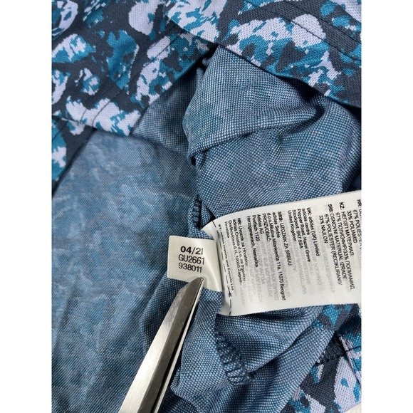 Adidas Shy Rush Golf Blue Cobblestone Jacquard Polo Shirt Men's Lg Lightweight - Picture 6 of 8